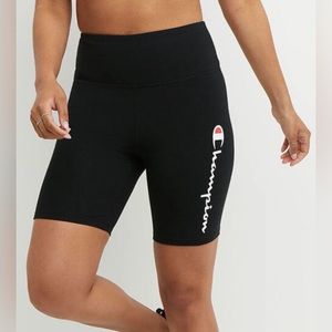 Champion Everyday Black Bike Shorts With Logo on Side Size Small NWT